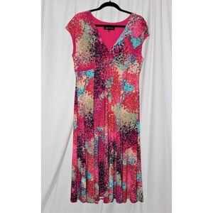 Jones New York Pink and Turquoise Sleeveless Maxi Dress Size 14